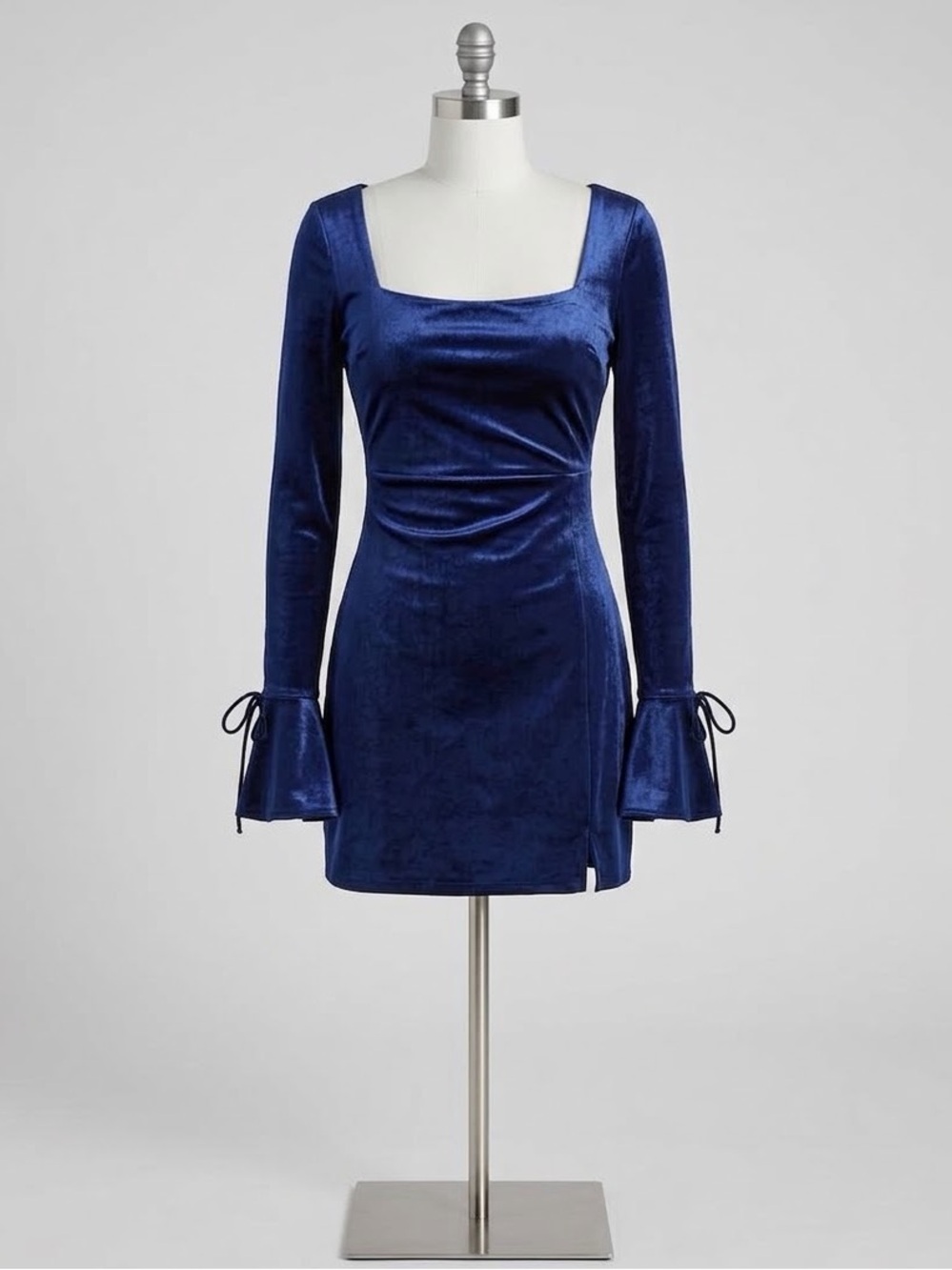 Lulu's Royal Blue Velvet Square Neck Mini Dress